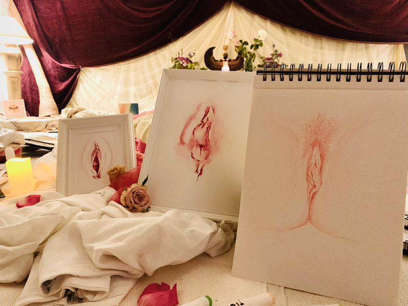 Tekening van de yoni